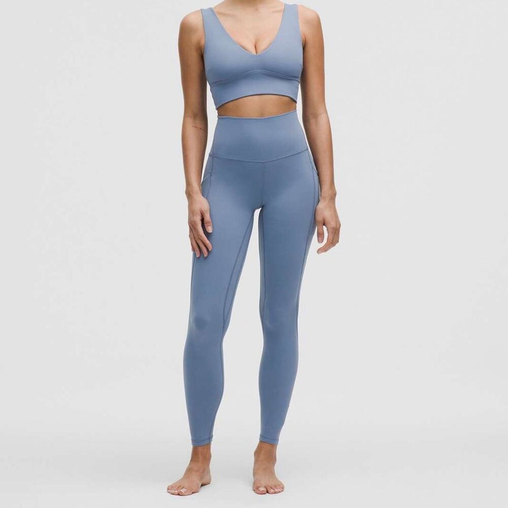 Lululemon Align High Rise Leggings 28” Pockets Washed Denim Size 4 Minimalist